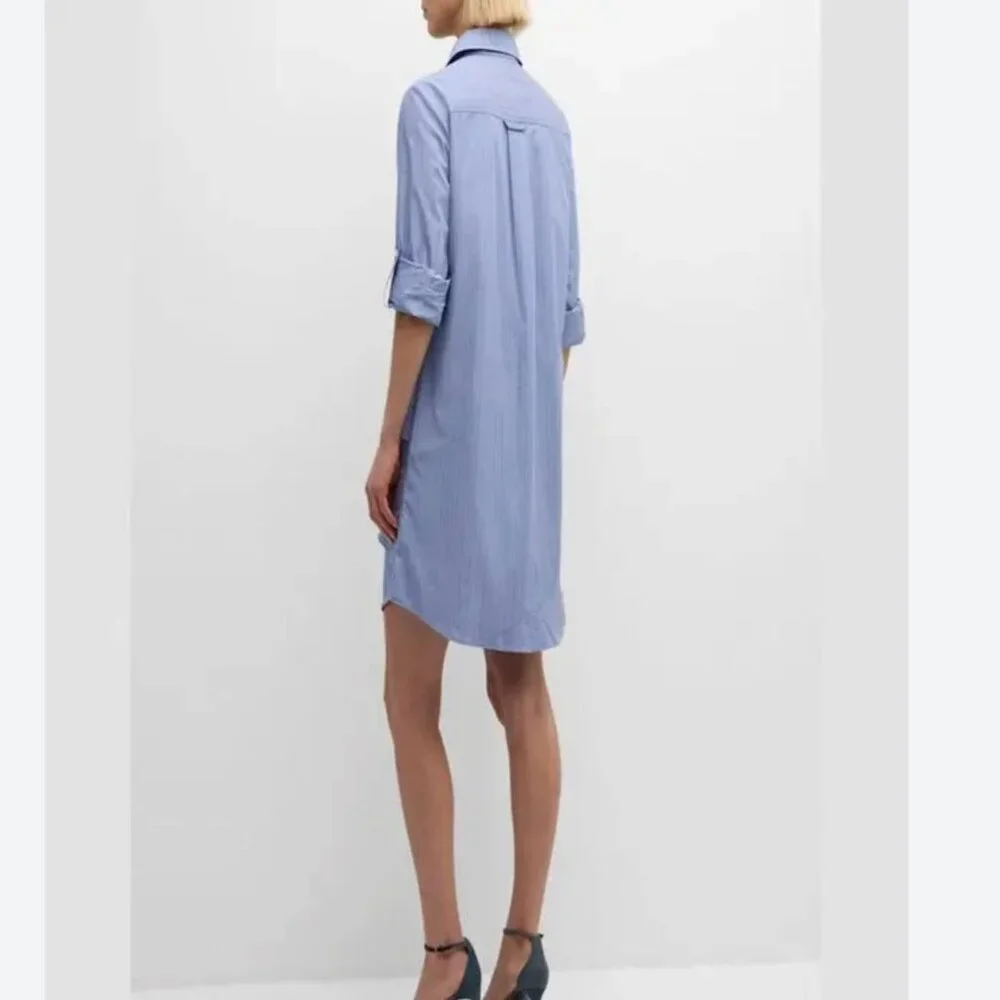 NWT Finley Jenna Striped Ruffled Tiered Shirt Dress Blue White Shirtdress S - Picture 2 of 8